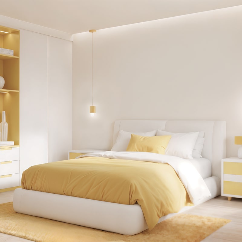 Modern Bedroom Design with Yellow Accent Décor